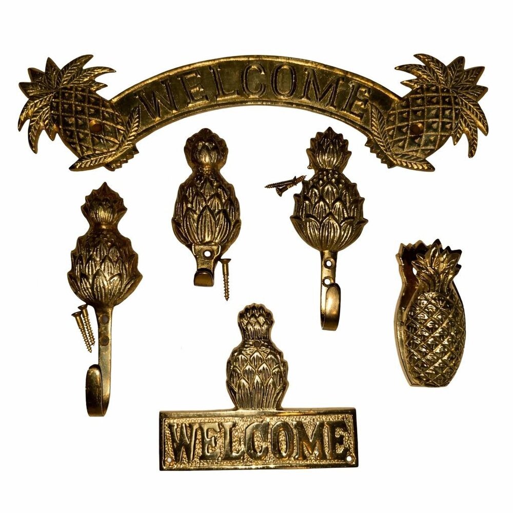 Vintage 90's 6 Piece Brass Pineapple Hospitality Home Decor Lot
